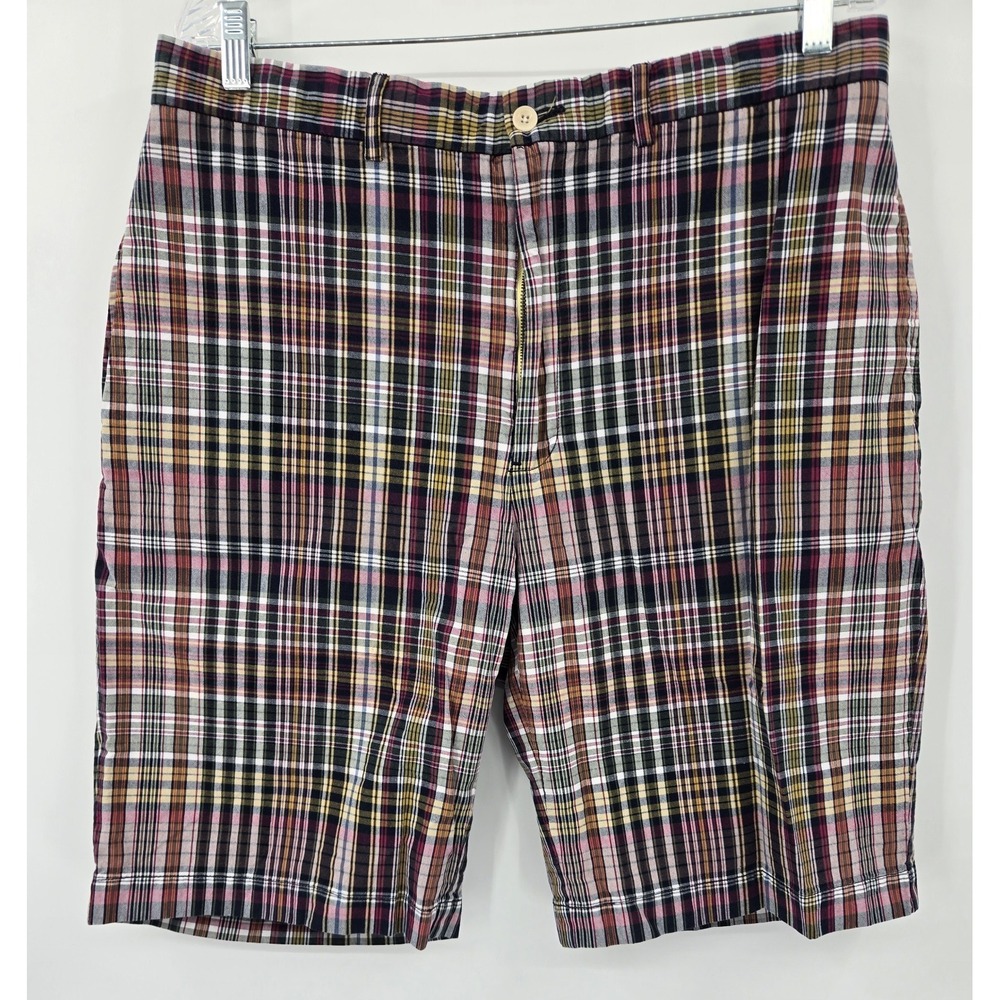 Vintage Polo Ralph Lauren Shorts Mens 36  Fit 35 Plaid Classic Fit Preppy Cotton